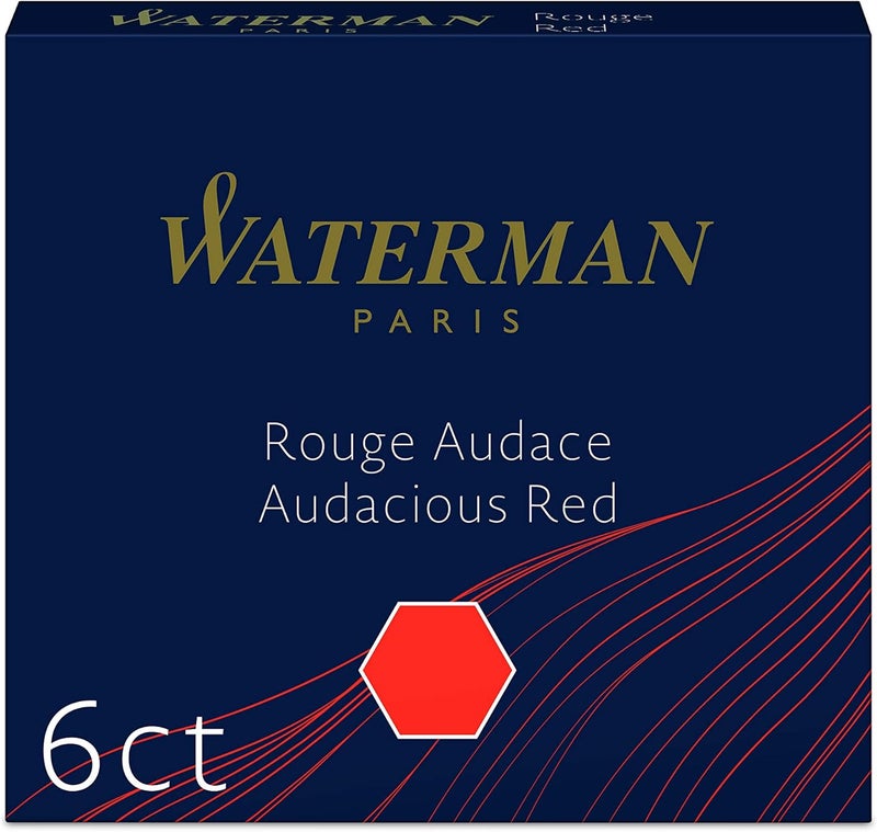 Waterman Mini International Cartridges for Fountain Pens, Audacious Red, Box of 6 - Image 1